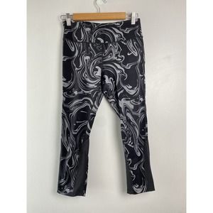 Nike Epic Power Lux 3/4 Cropped Mesh Marbled Leggings Medium Drawstring